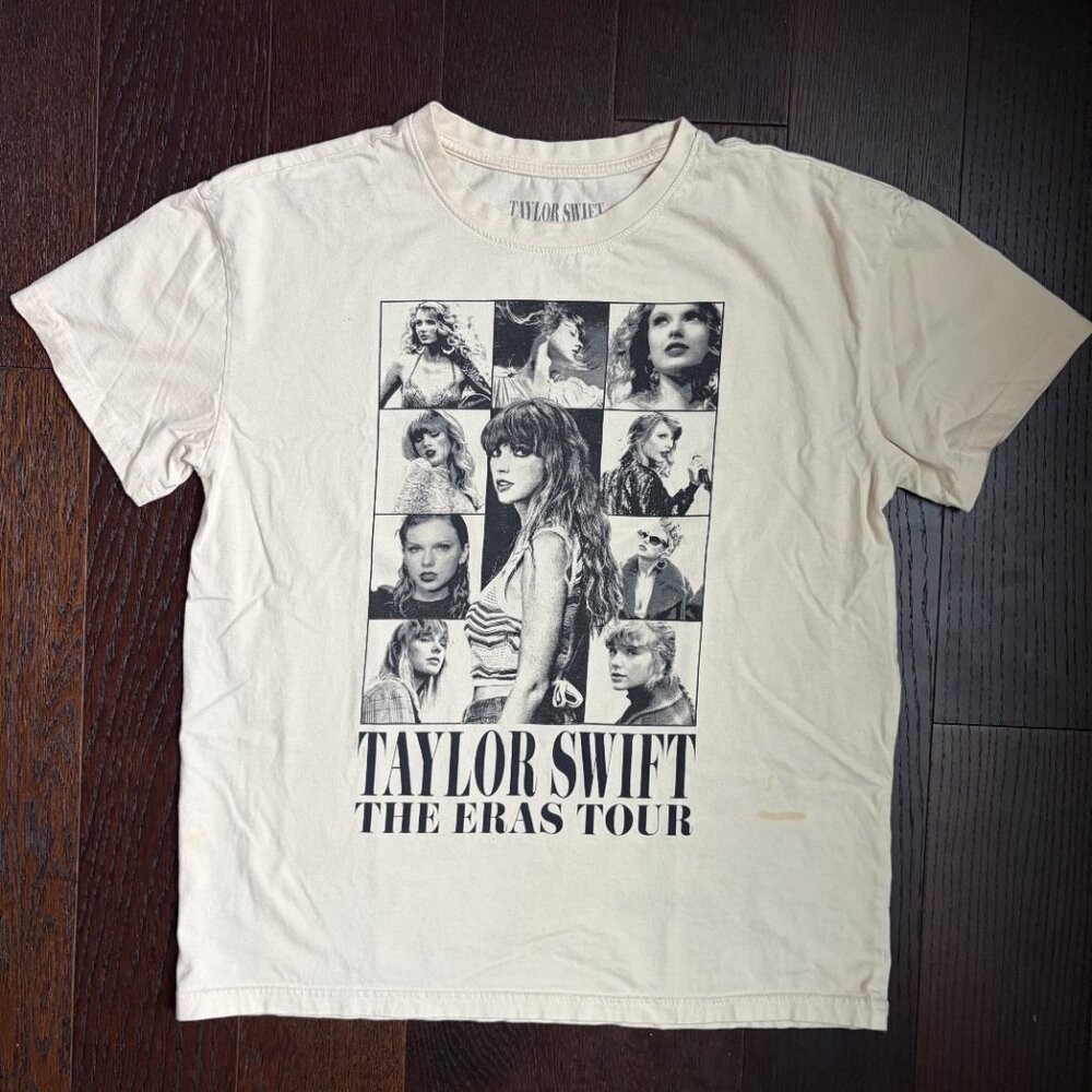 Taylor Swift The Eras Tour Official Merch Graphic T-Shirt (Cream) - Medium
